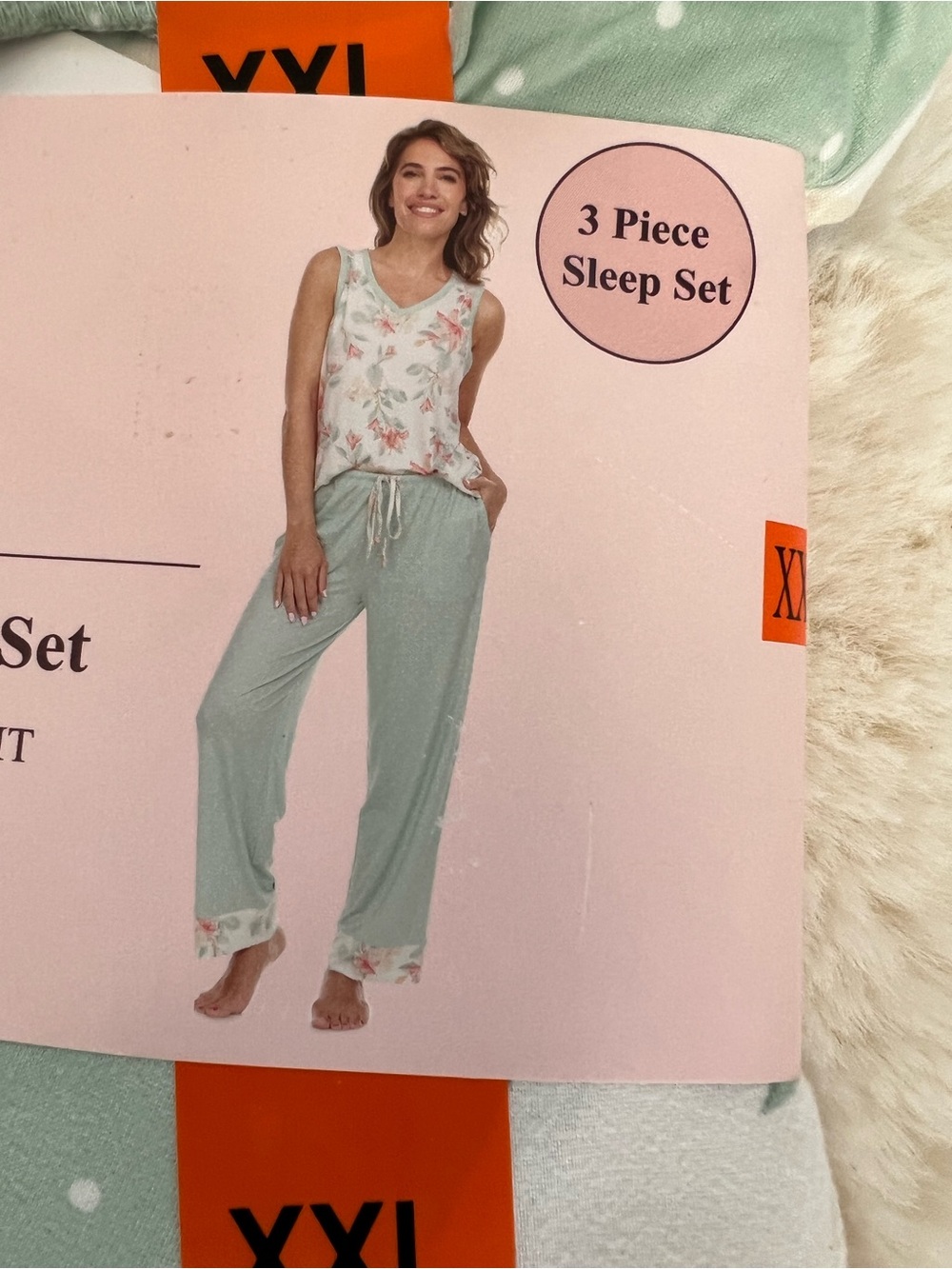 Floral Mint Green Polka Dot 3-Piece Sleep Set - Picture 3 of 8